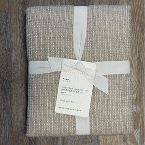 Pottery Barn European Linen Cotton Waffle weave 36x20” Sham Beige Gray